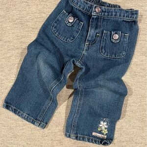 Classic Pooh Winnie the Pooh Vintage Blue Flare Jeans with Floral Detail